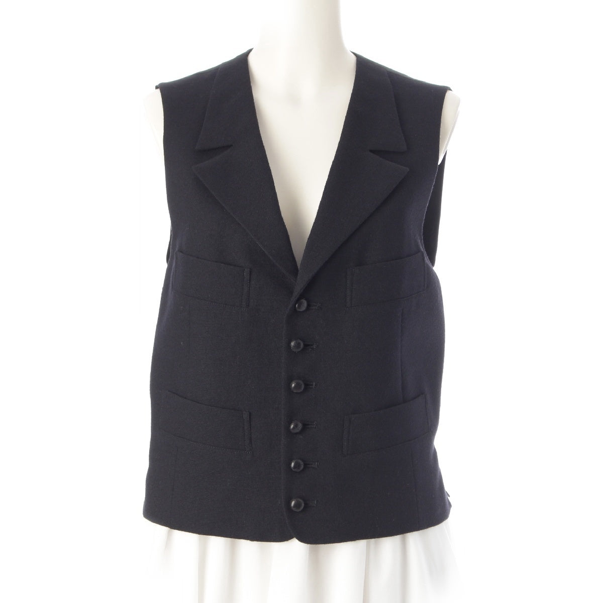 Y's Youji Yamamoto wool Gilet with covered buttons Best Sleeveless top  YS-V02-106 black