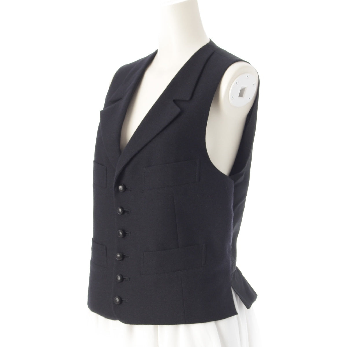 Y's Youji Yamamoto wool Gilet with covered buttons Best Sleeveless top  YS-V02-106 black