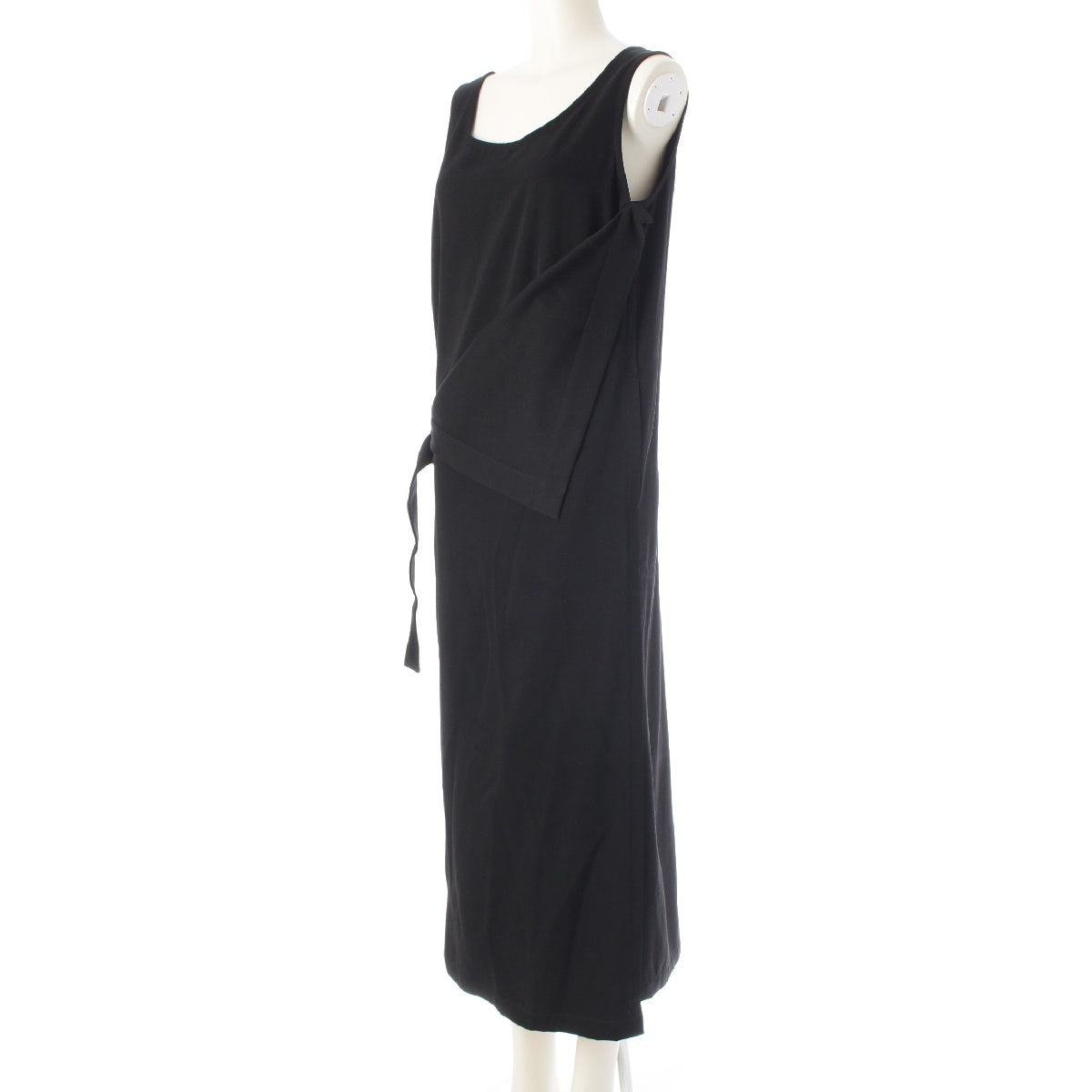 Y's Youji Yamamoto wool Sleeveless Waist belt one piece dress YX-D09-126 black