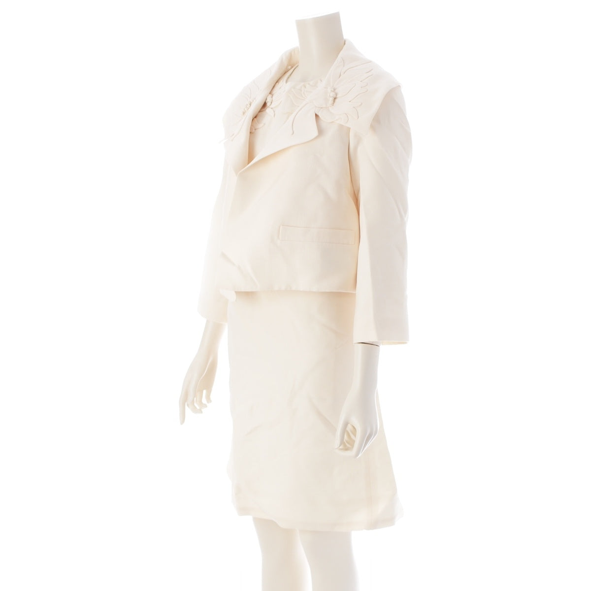 VALENTINO wool Applique embroidery ensemble one piece setup XB0CE2L71CF/XB0VAYZ11CF white 38/40