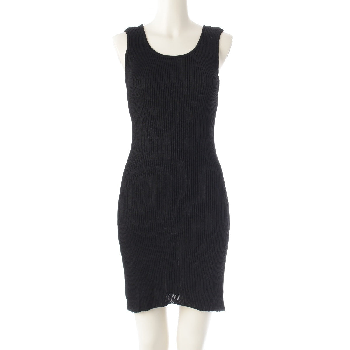 CHANEL 97P COCO Mark Button Sleeveless Rib Knit one piece dress P07386 black 40