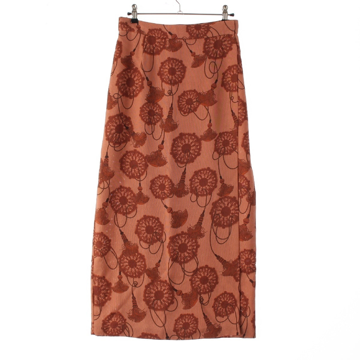 HERMES 22Stainless Steel silk skirt Brown 36
