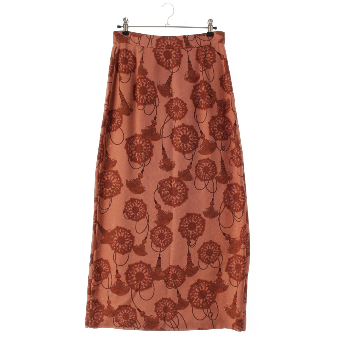 HERMES 22Stainless Steel silk skirt Brown 36