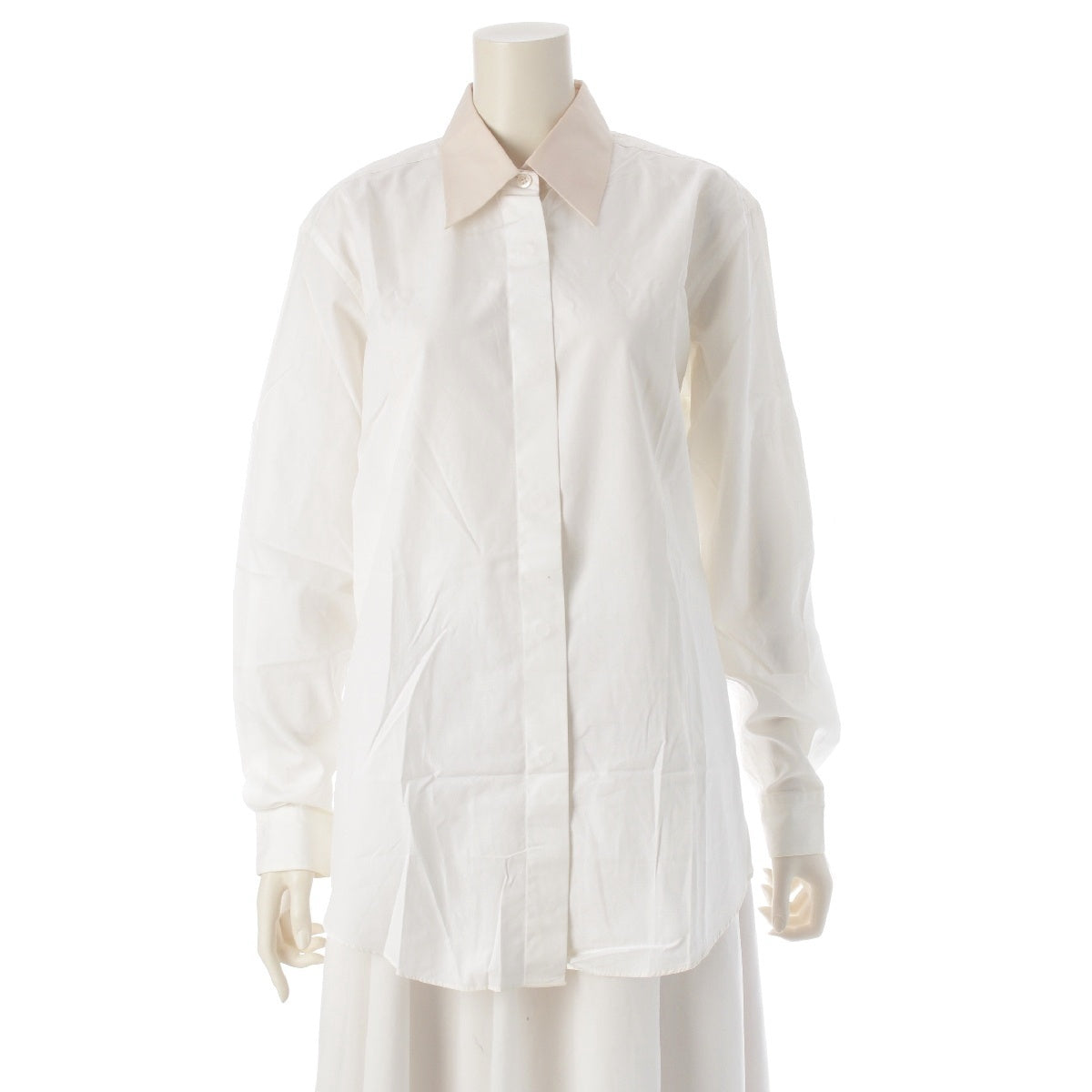 HERMES Margiela period cotton By color Long sleeve shirt blouse tops White beige 42