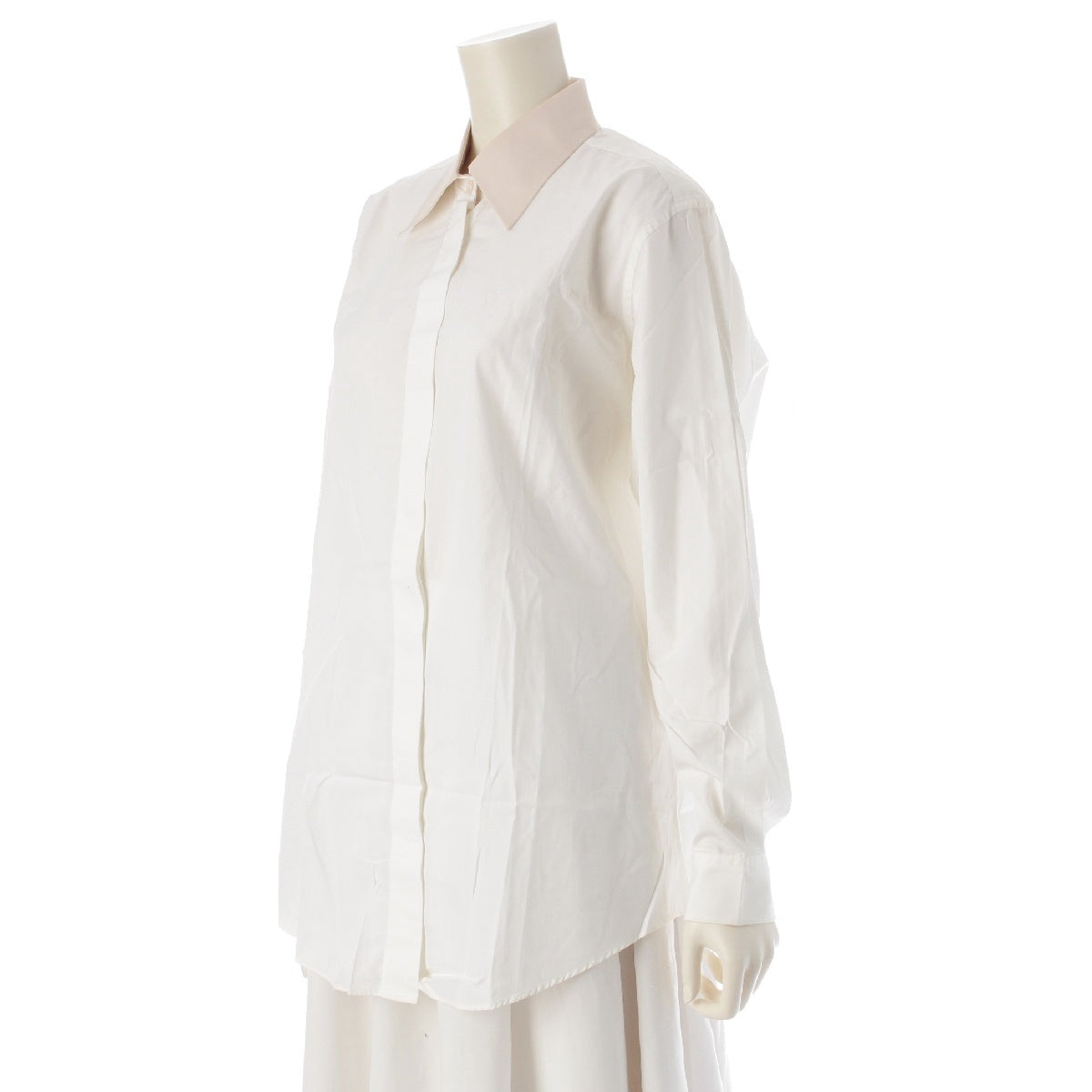 HERMES Margiela period cotton By color Long sleeve shirt blouse tops White beige 42