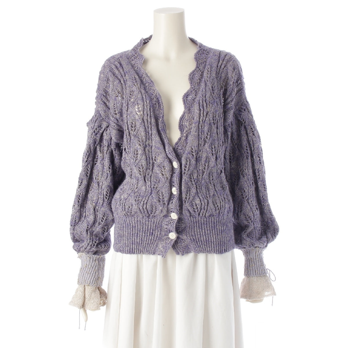 Mame Kurogouchi Silk Linen knit cardigan tops MM19SS-KN035 Lavender Purple 1