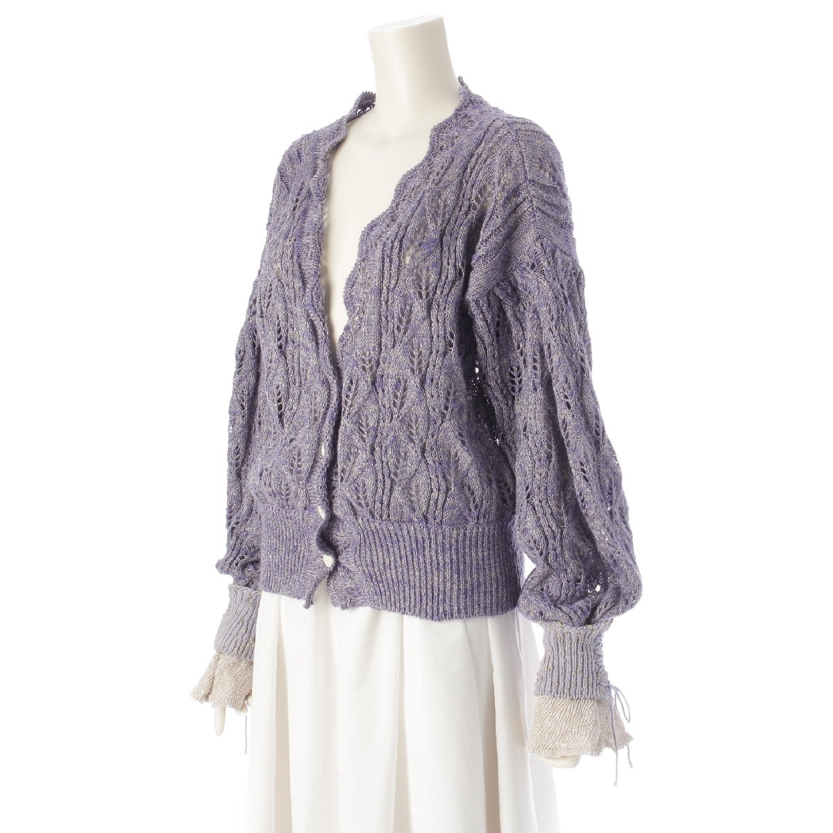Mame Kurogouchi Silk Linen knit cardigan tops MM19SS-KN035 Lavender Purple 1