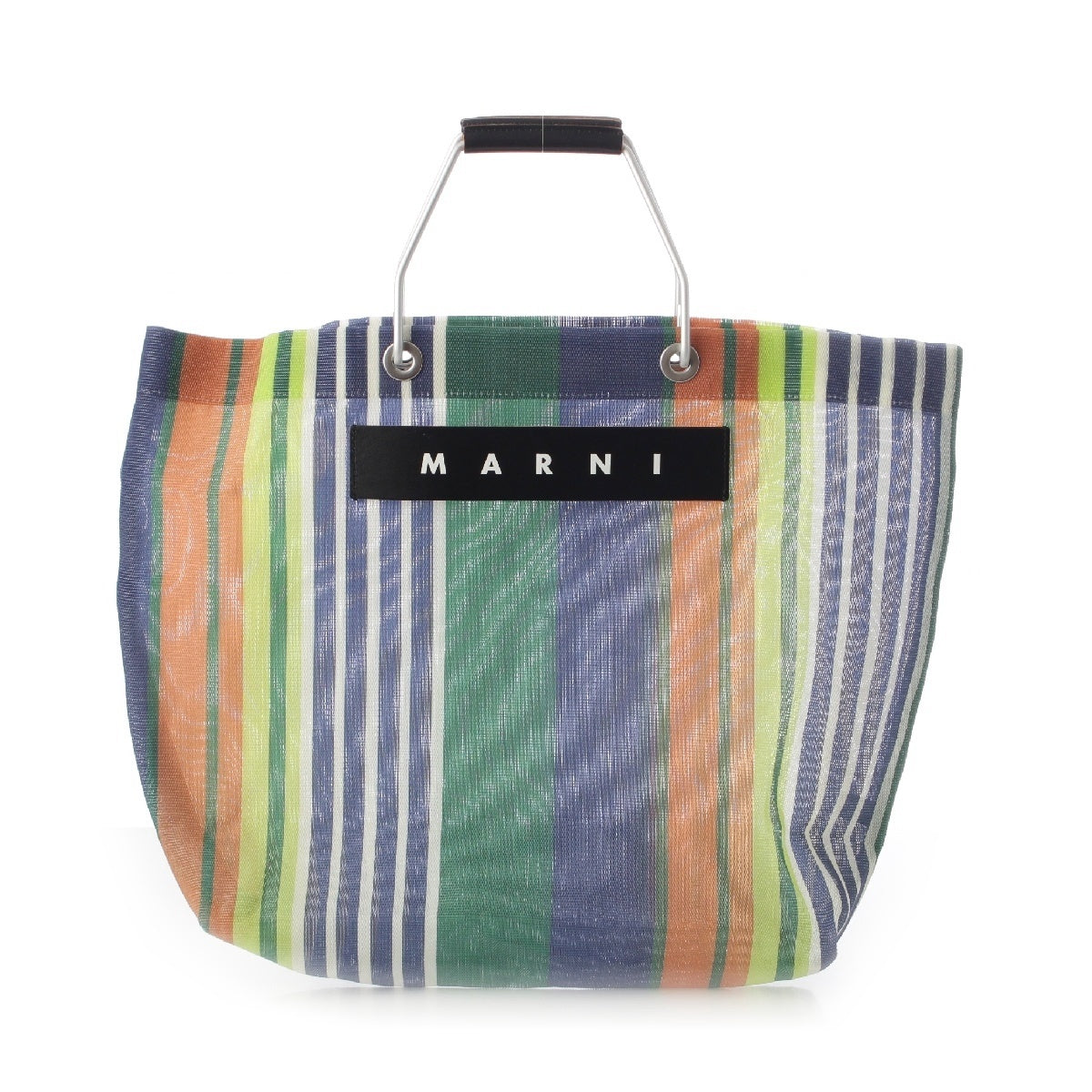 MARNI Flower Cafe Market Mesh Stripe Handbag multicolor