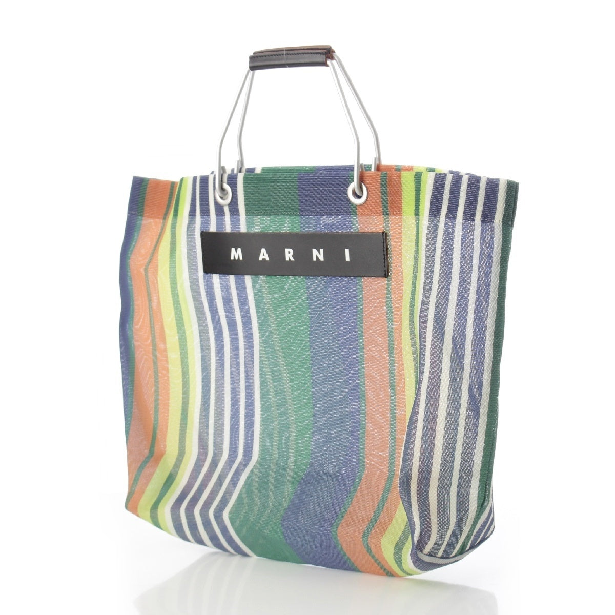 MARNI Flower Cafe Market Mesh Stripe Handbag multicolor