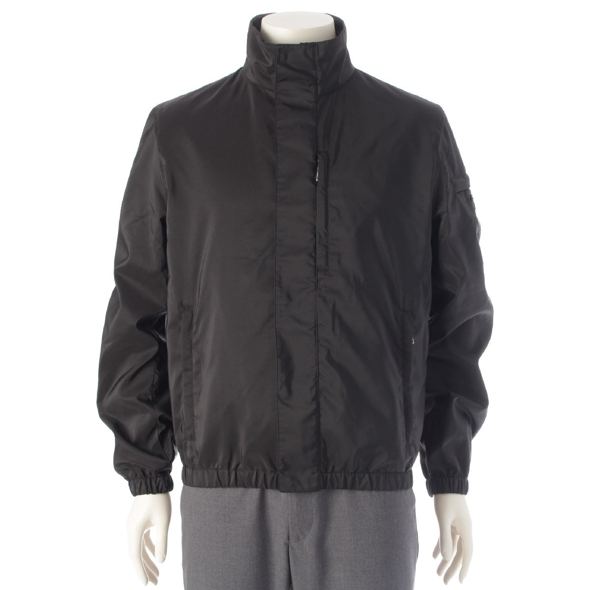 PRADA 24Stainless Steel Nylon Triangle logo Triangle plate High neck Jacket Zip-up Blouson Outerwear SGN521 black 46