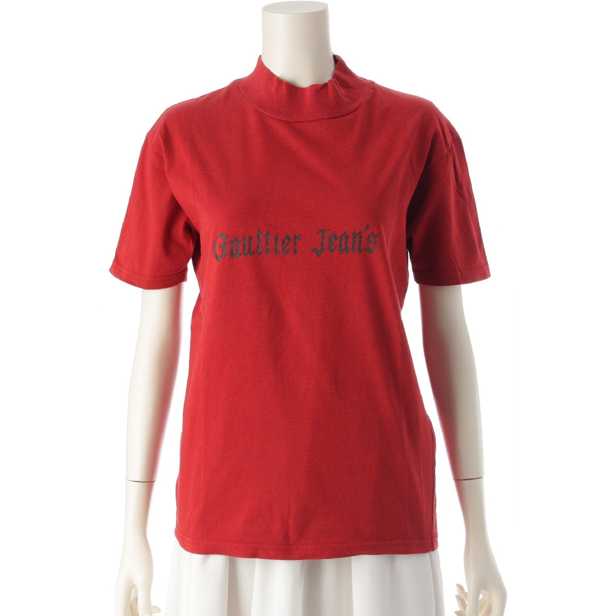 JEAN-PAUL GAULTIER Gaultier Jeans cotton Mock neck Short sleeve T-shirt Logo print Red 48