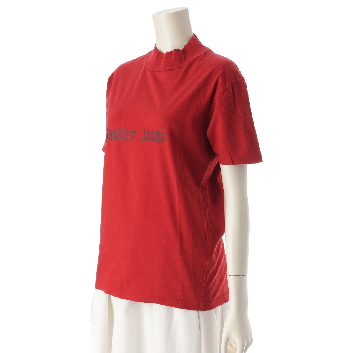 JEAN-PAUL GAULTIER Gaultier Jeans cotton Mock neck Short sleeve T-shirt Logo print Red 48