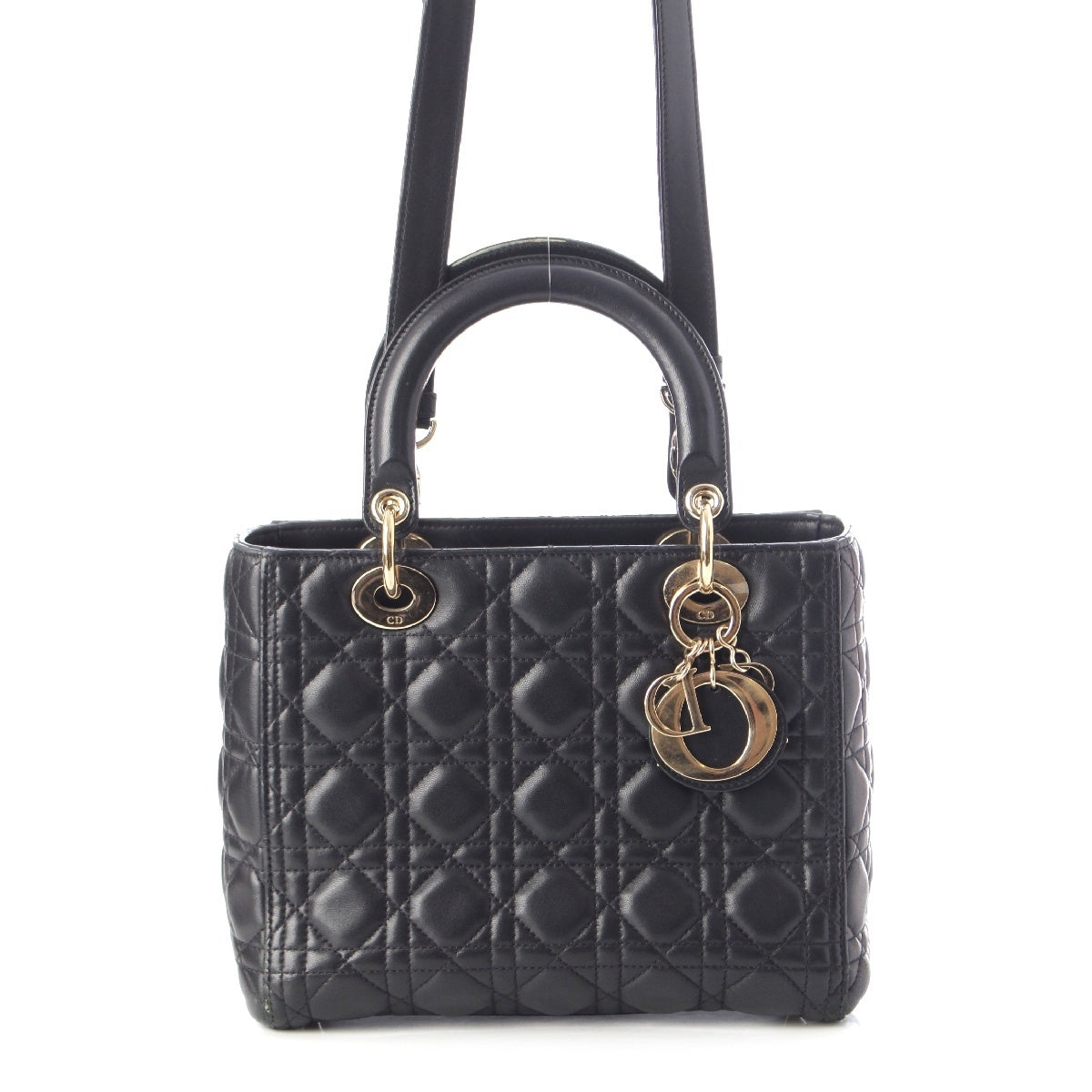 Christian Dior Lady Dior leather Cannage 2WAY Shoulder Handbag black