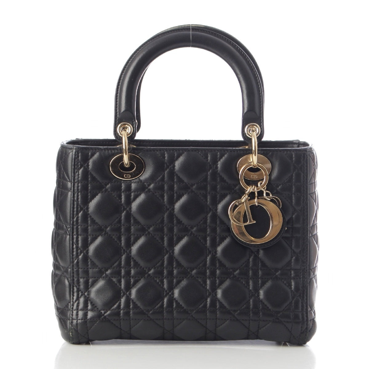 Christian Dior Lady Dior leather Cannage 2WAY Shoulder Handbag black