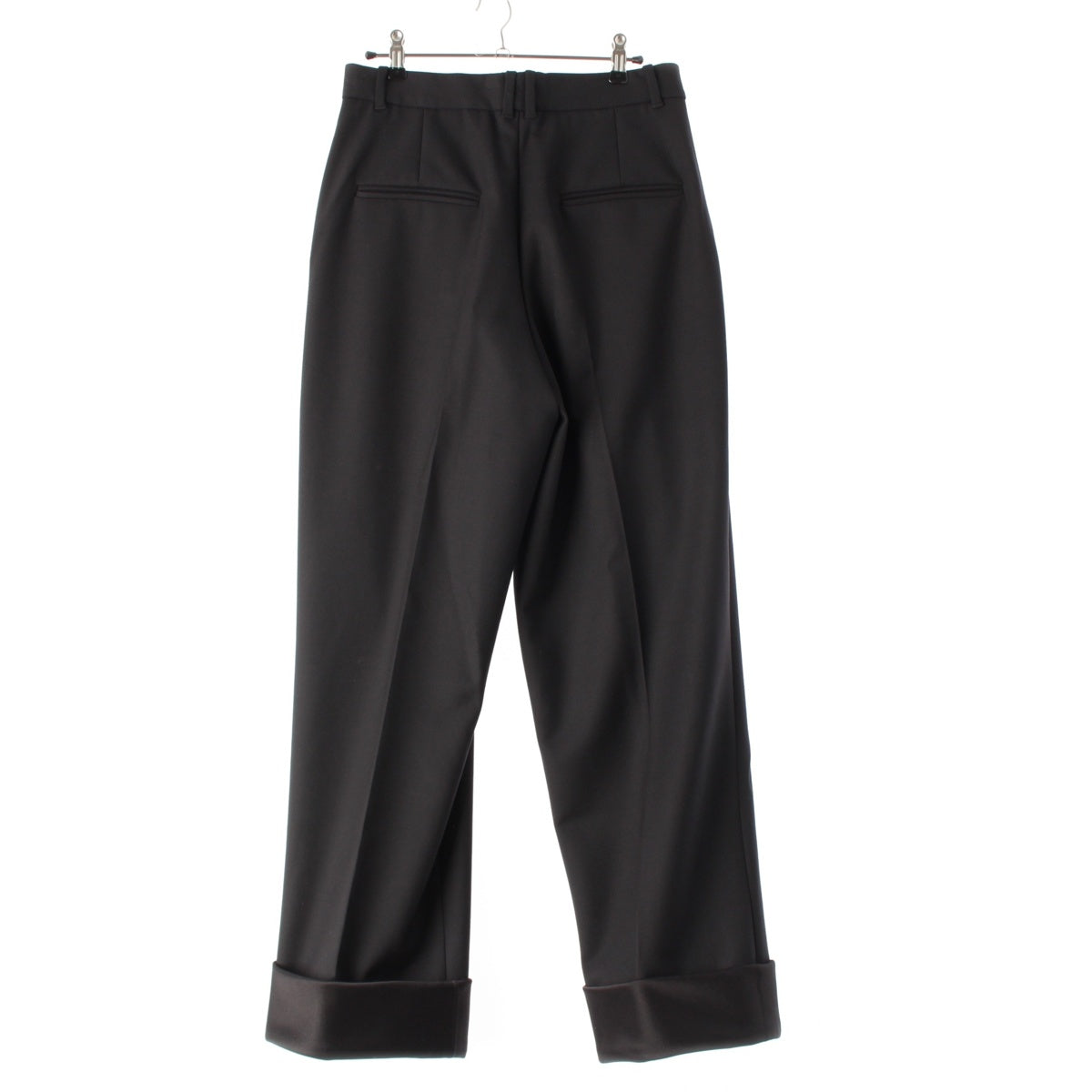 THE ROW Wool silk Cassandro Pant Satin Double Hem Pants Bottoms 6431W1904 black 4