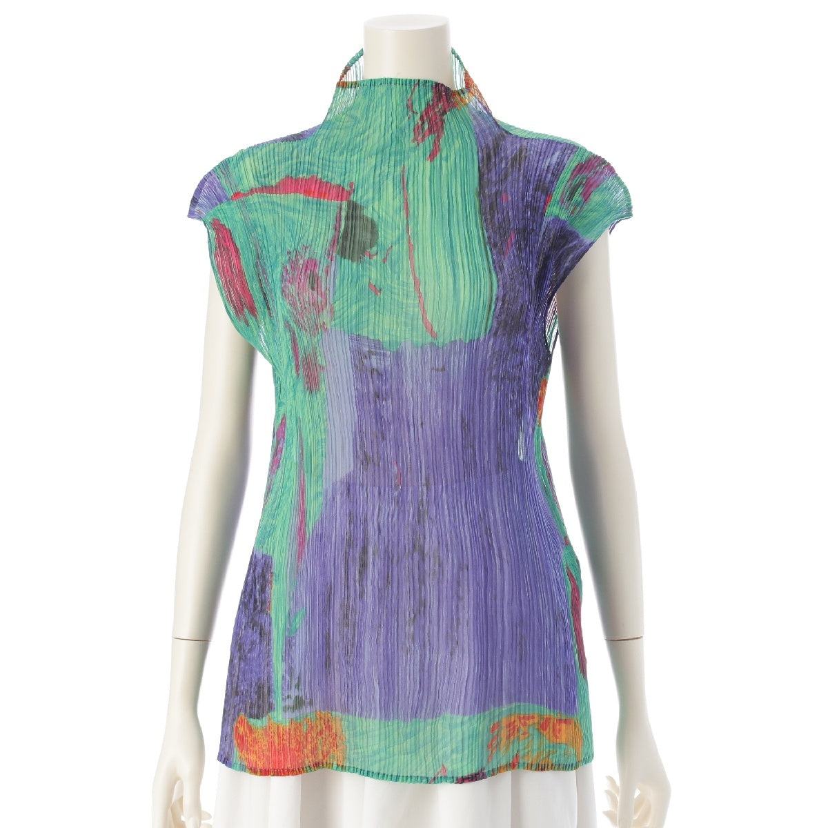 ISSEY MIYAKE Total pattern sleeveless tops IM63-FJ625 multicolor M