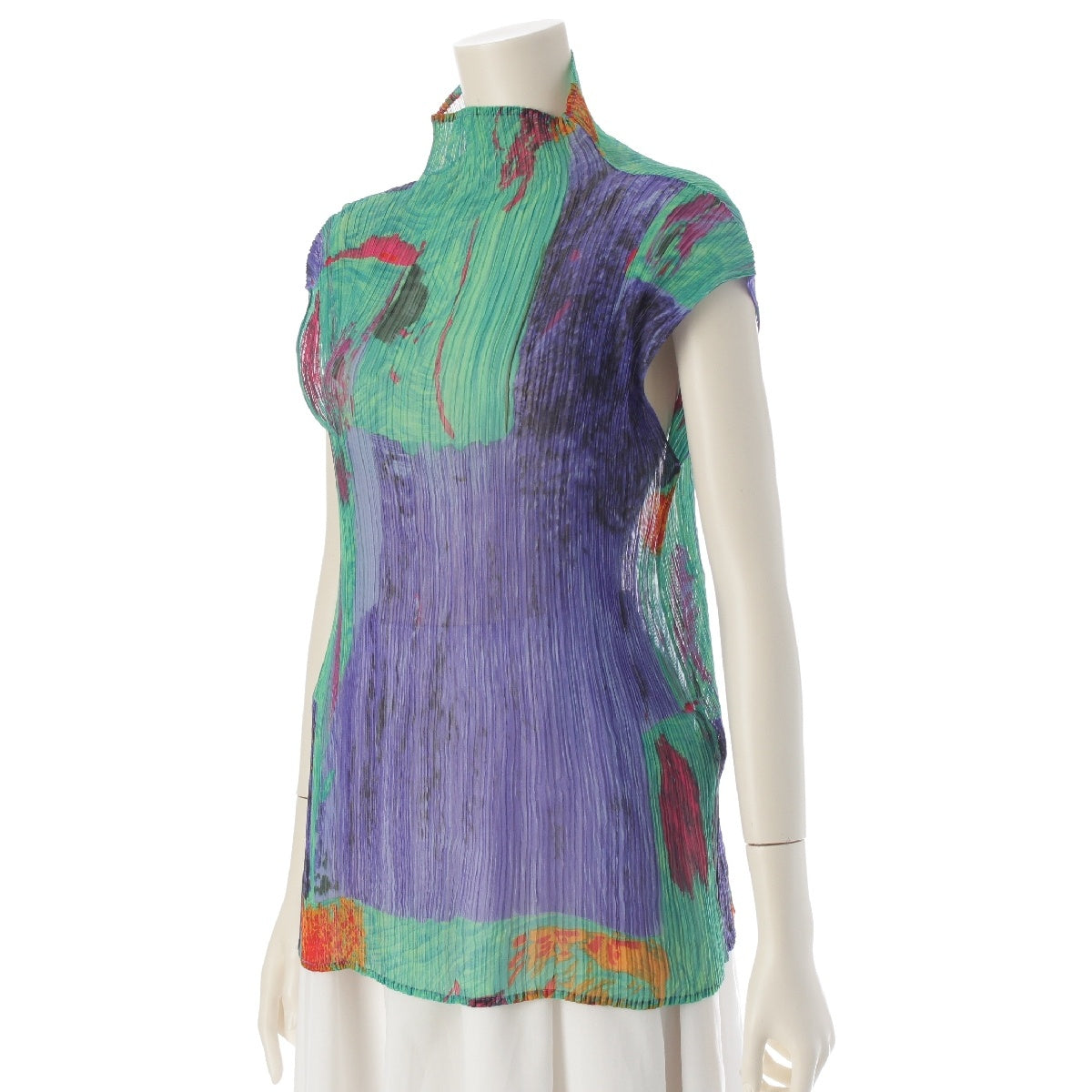 ISSEY MIYAKE Total pattern sleeveless tops IM63-FJ625 multicolor M