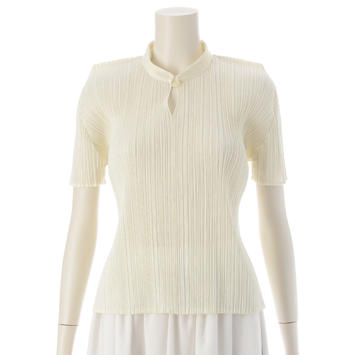 PLEATS PLEASE ISSEY  Collared Short Sleeve Cut tops PP51-JK005 Ivory 3