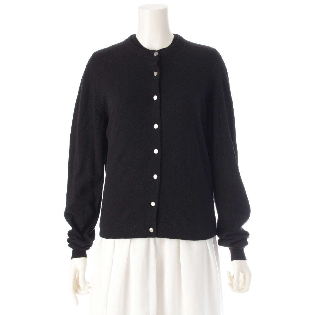 HERMES Margiela period Scottish Cashmere Serie Button Long Sleeve Cardigan Short Sleeve Top ensemble black Ⅿ
