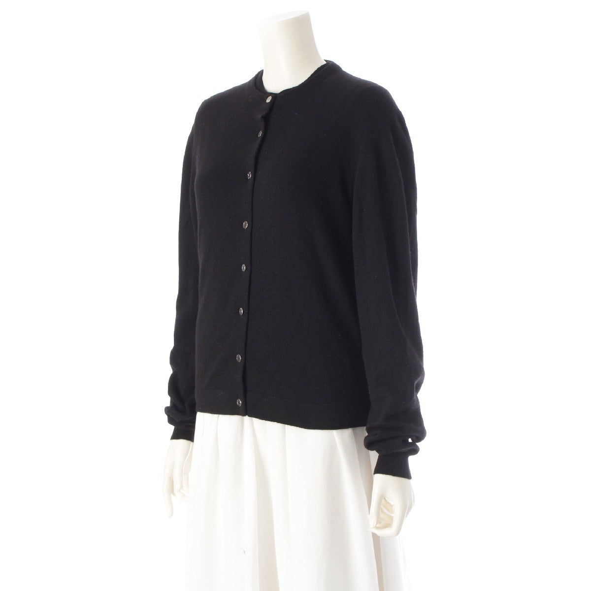 HERMES Margiela period Scottish Cashmere Serie Button Long Sleeve Cardigan Short Sleeve Top ensemble black Ⅿ