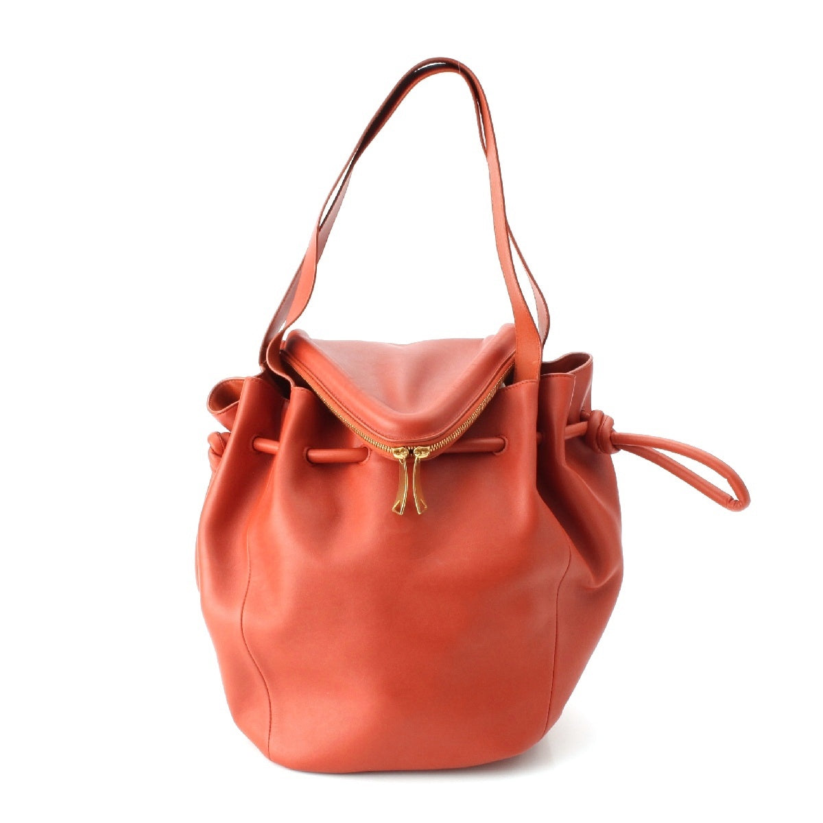 BOTTEGAVENETA Beak leather Drawstring drawstring Shoulder Bag Handbag Orange