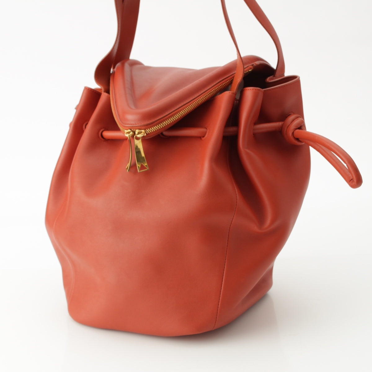 BOTTEGAVENETA Beak leather Drawstring drawstring Shoulder Bag Handbag Orange