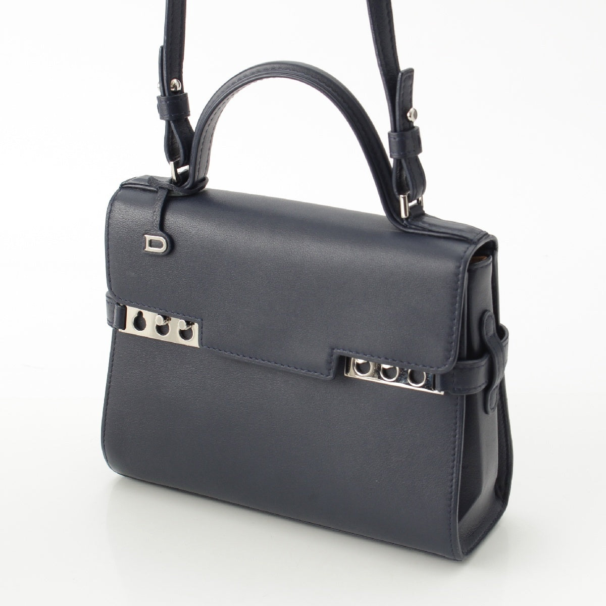 Delvaux Temperate Small Shoulder Handbag Navy