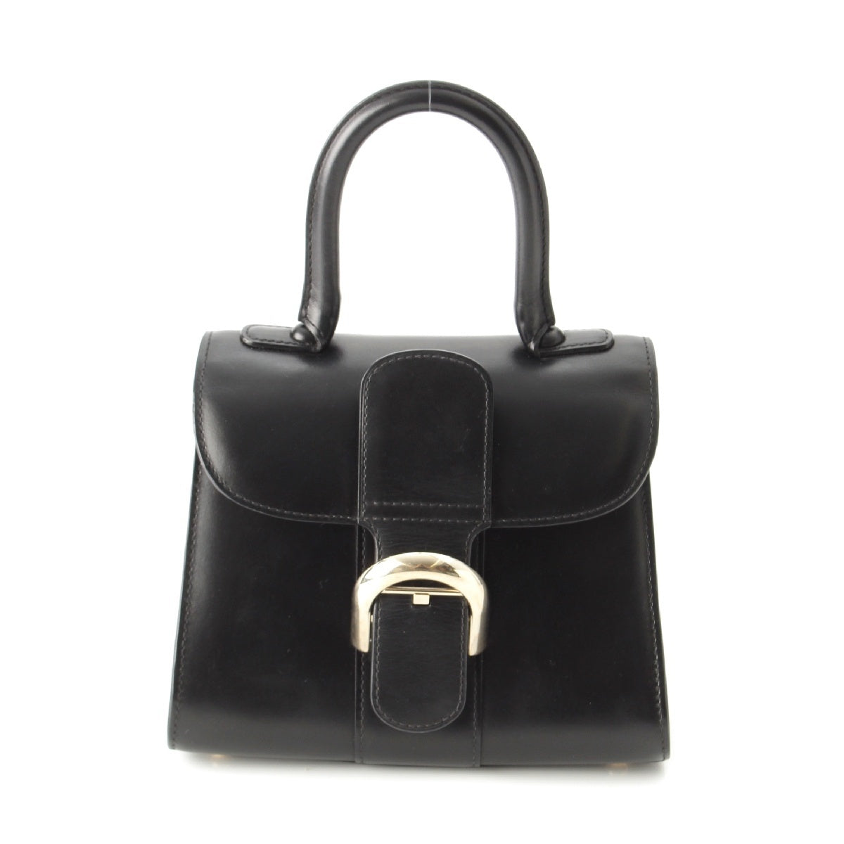Delvaux Bryon Mini leather 2way Shoulder Bag with Mirror Handbag Black Gold Metal