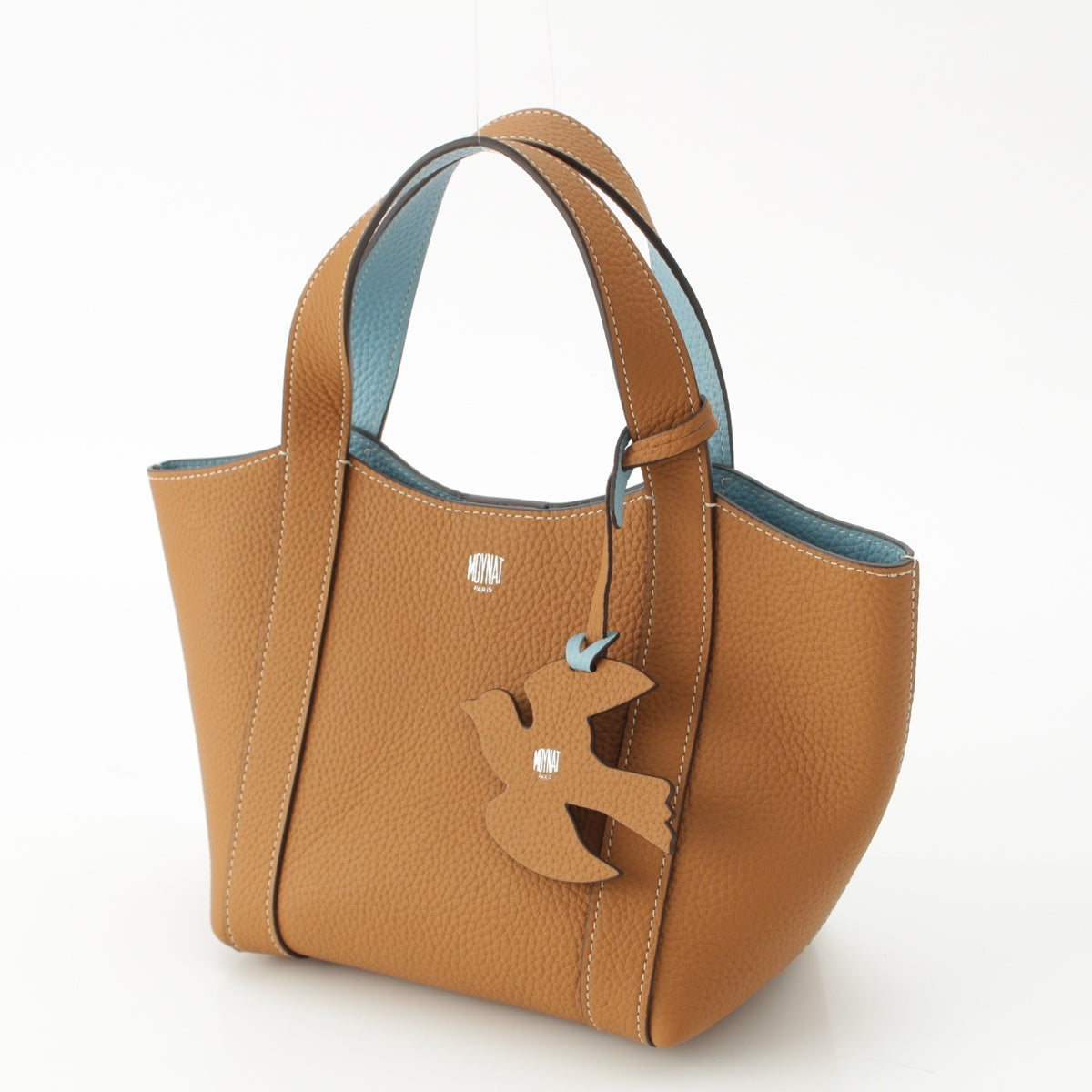 MOYNAT duo leather With swallow charm Handbag Brown