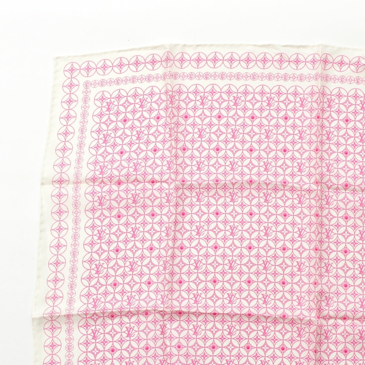 LOUIS VUITTON Takashi Murakami Monogram Monogram silk Flower LV logo scarf White pink