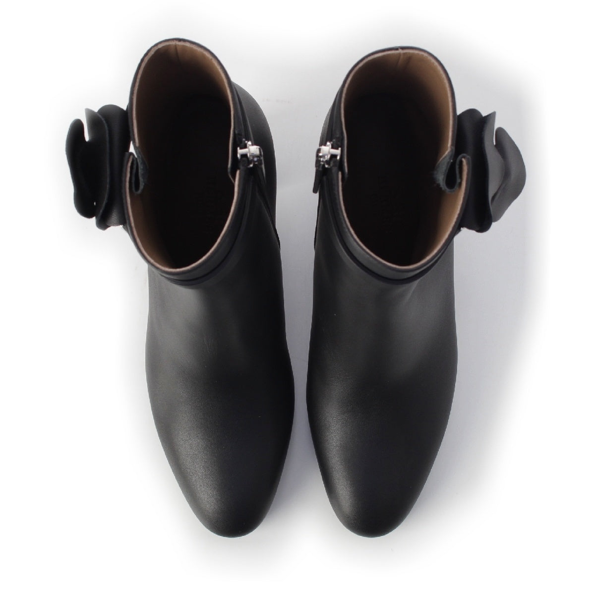 HERMES leather Saint Germain Kelly Metal Short boots shoes black 36