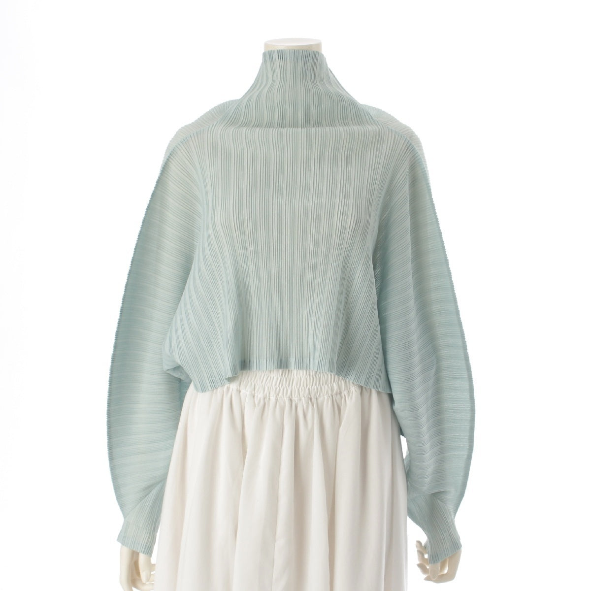 PLEATS PLEASE ISSEY  Bottleneck Long Sleeve Cropped tops Cut PP33FK343 Light blue