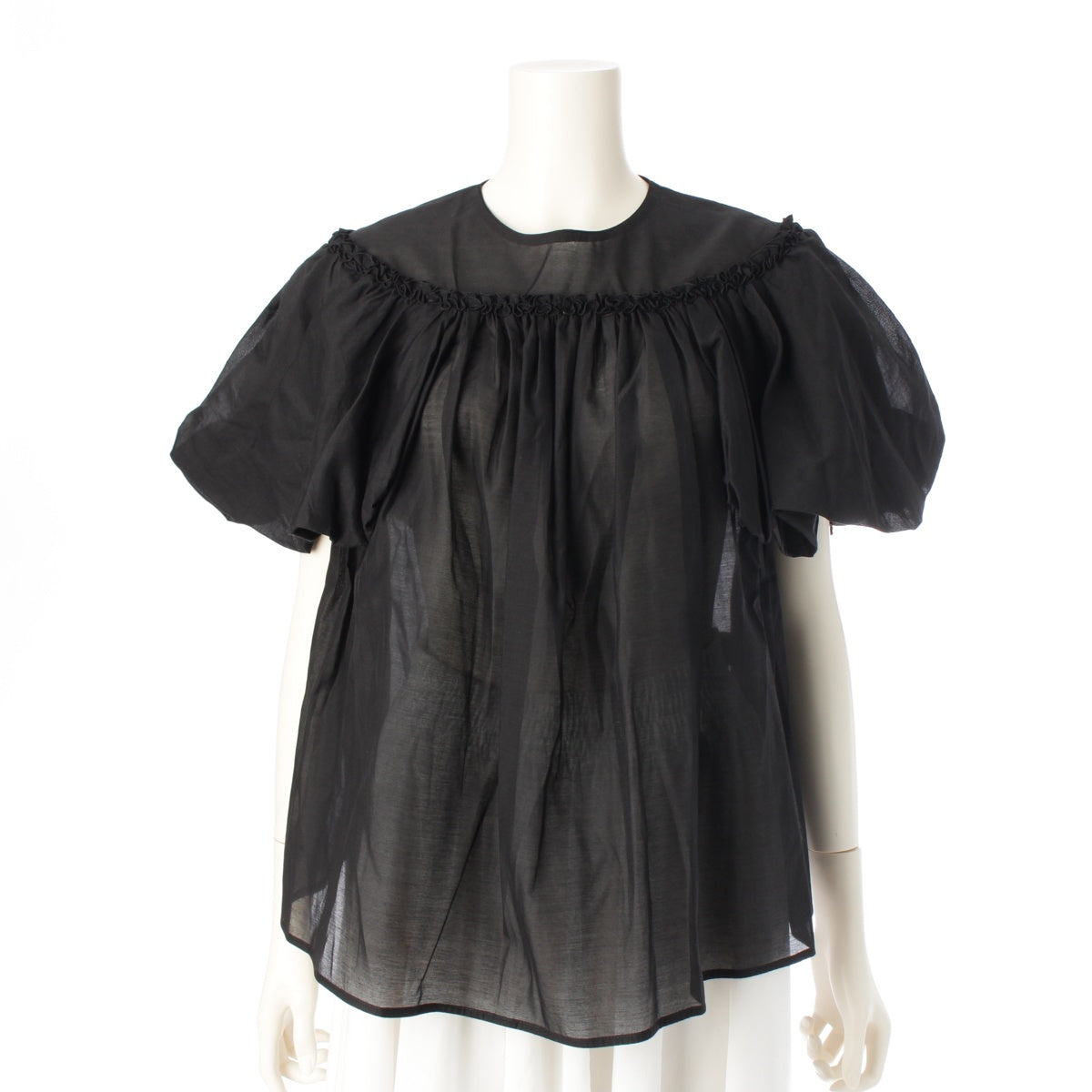 Drawer Cotton silk Organ Gathered blouse shirt 6521-299-1091 black 36