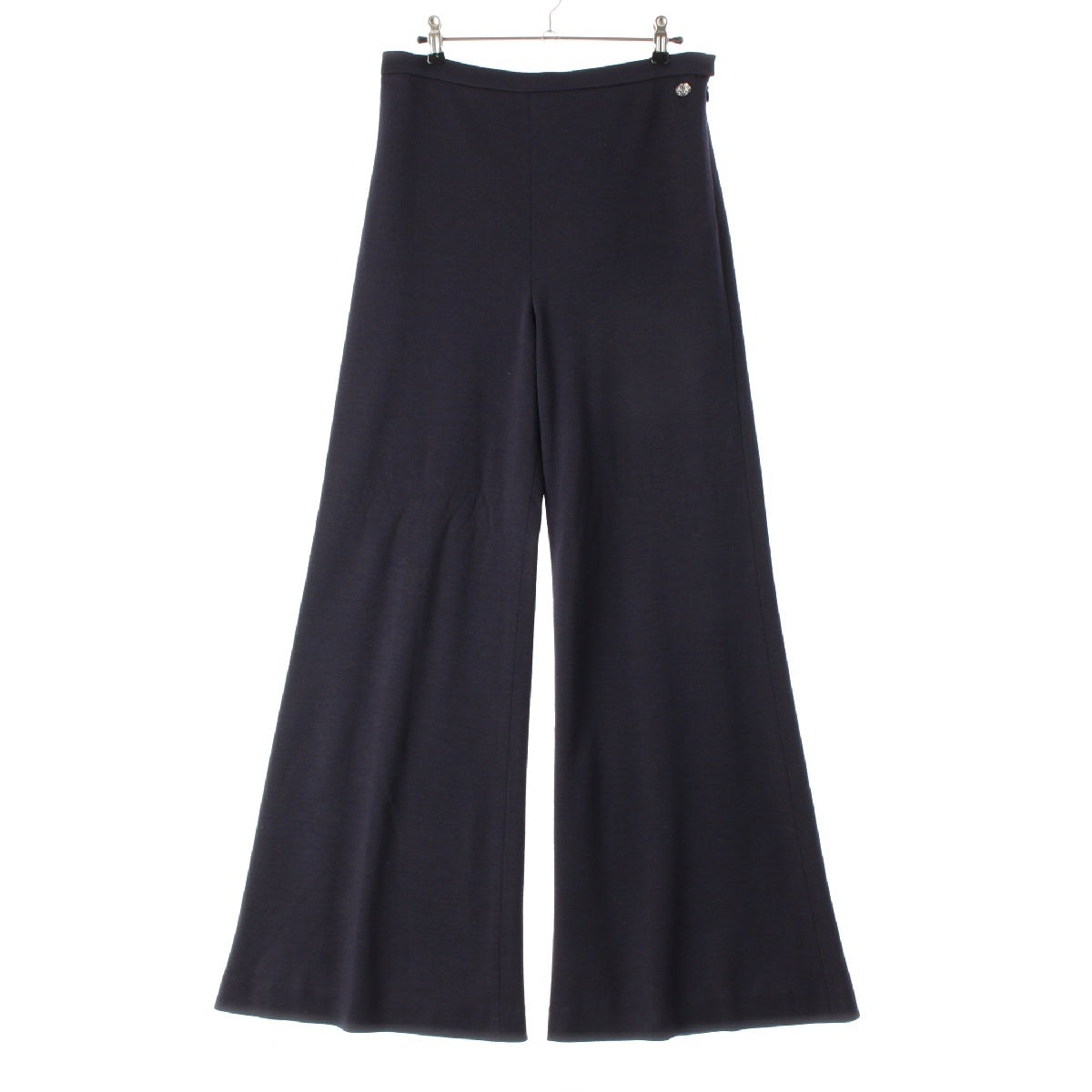 CHANEL wool Lion Wing Charm Wide Pants P37277 Navy 42