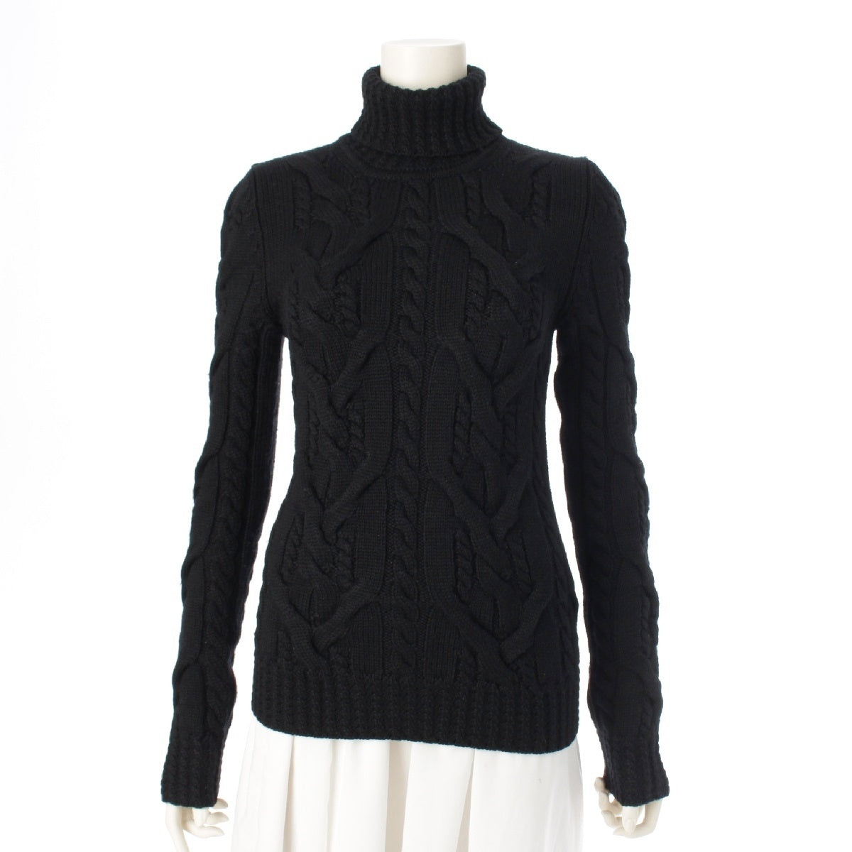 BALENCIAGA wool Turtleneck Cable Long Sleeve Knit sweater 164615  black 36