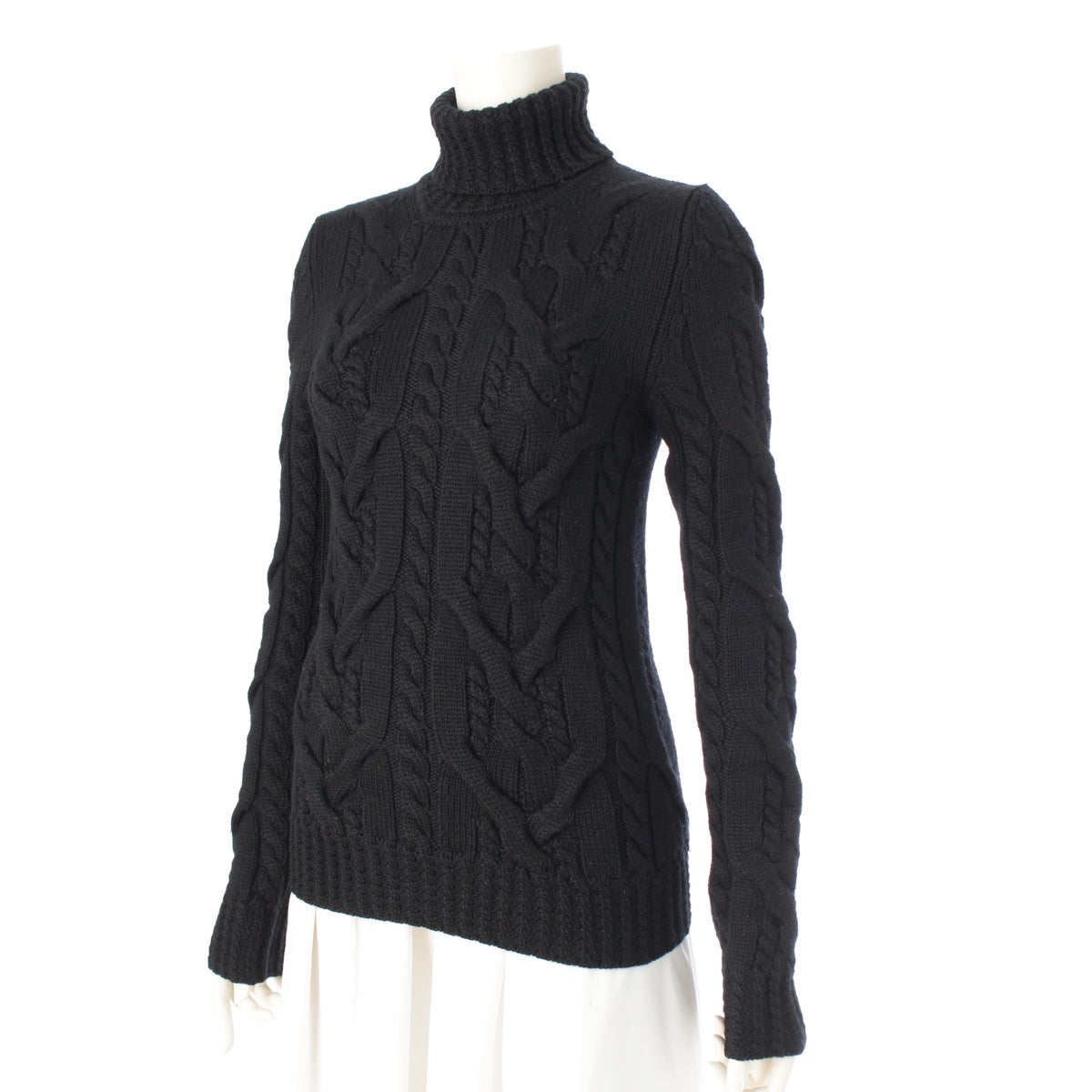 BALENCIAGA wool Turtleneck Cable Long Sleeve Knit sweater 164615  black 36