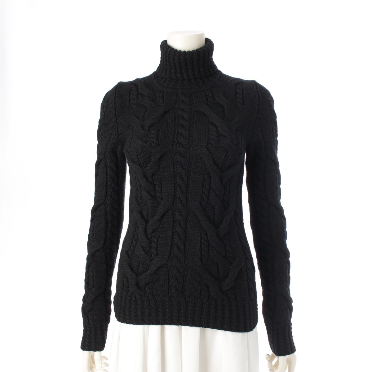 BALENCIAGA wool Turtleneck Cable Long Sleeve Knit sweater 164615 black 36