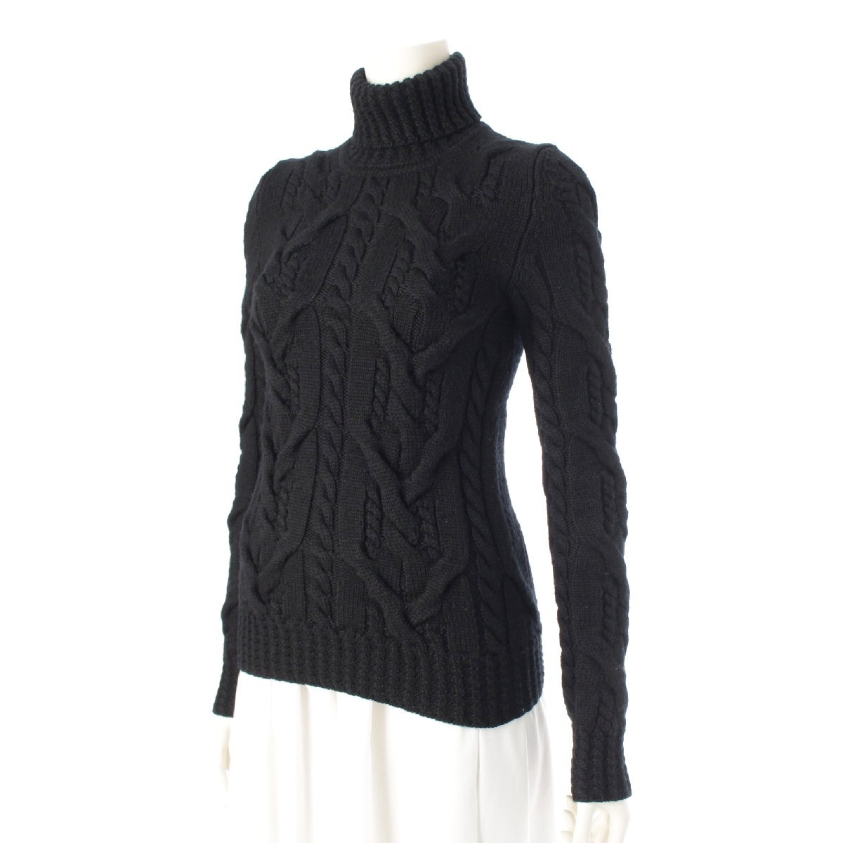 BALENCIAGA wool Turtleneck Cable Long Sleeve Knit sweater 164615 black 36