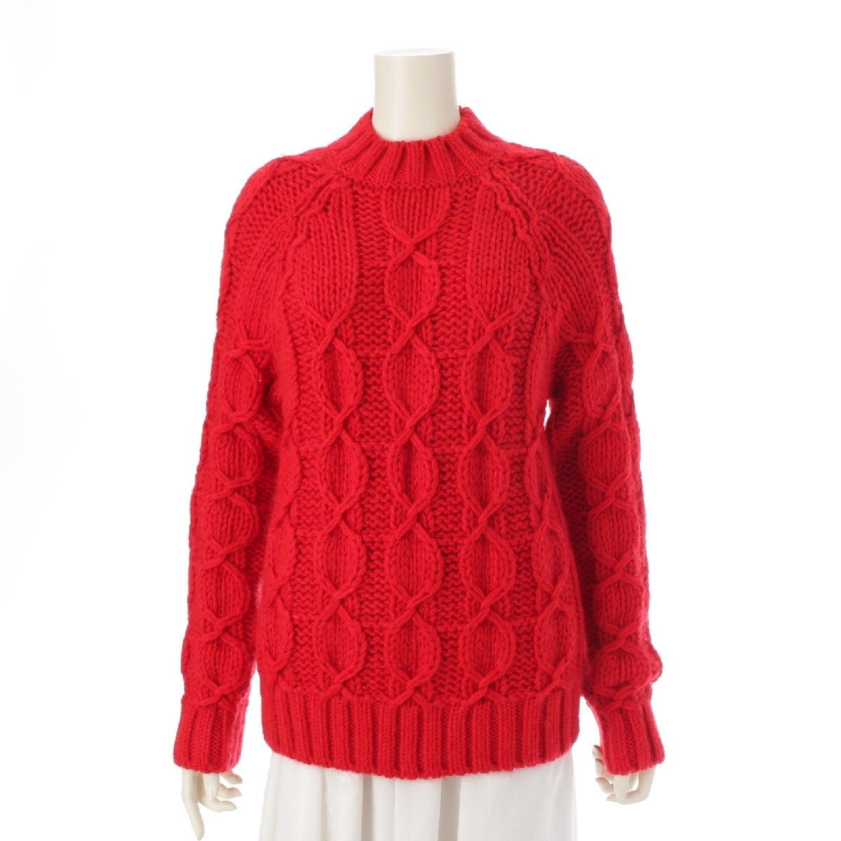 SAINT LAURENT 20 years Wool mohair cable sweater knit 632017  Red
