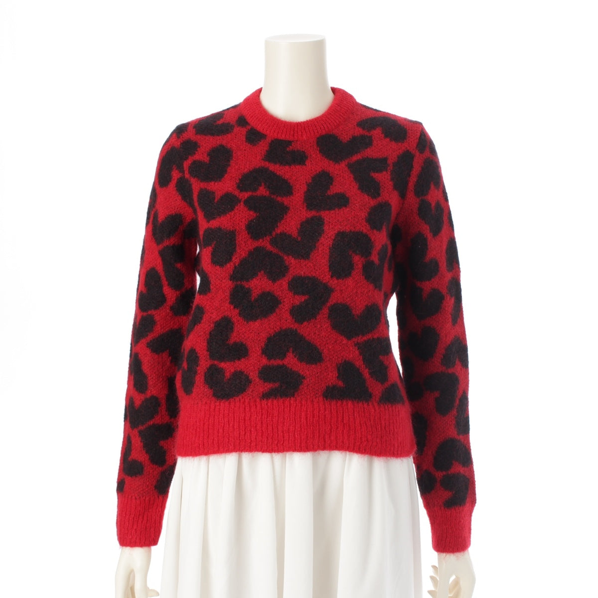 SAINT LAURENT 14 years Mohair Nylon Leopard knit Red M