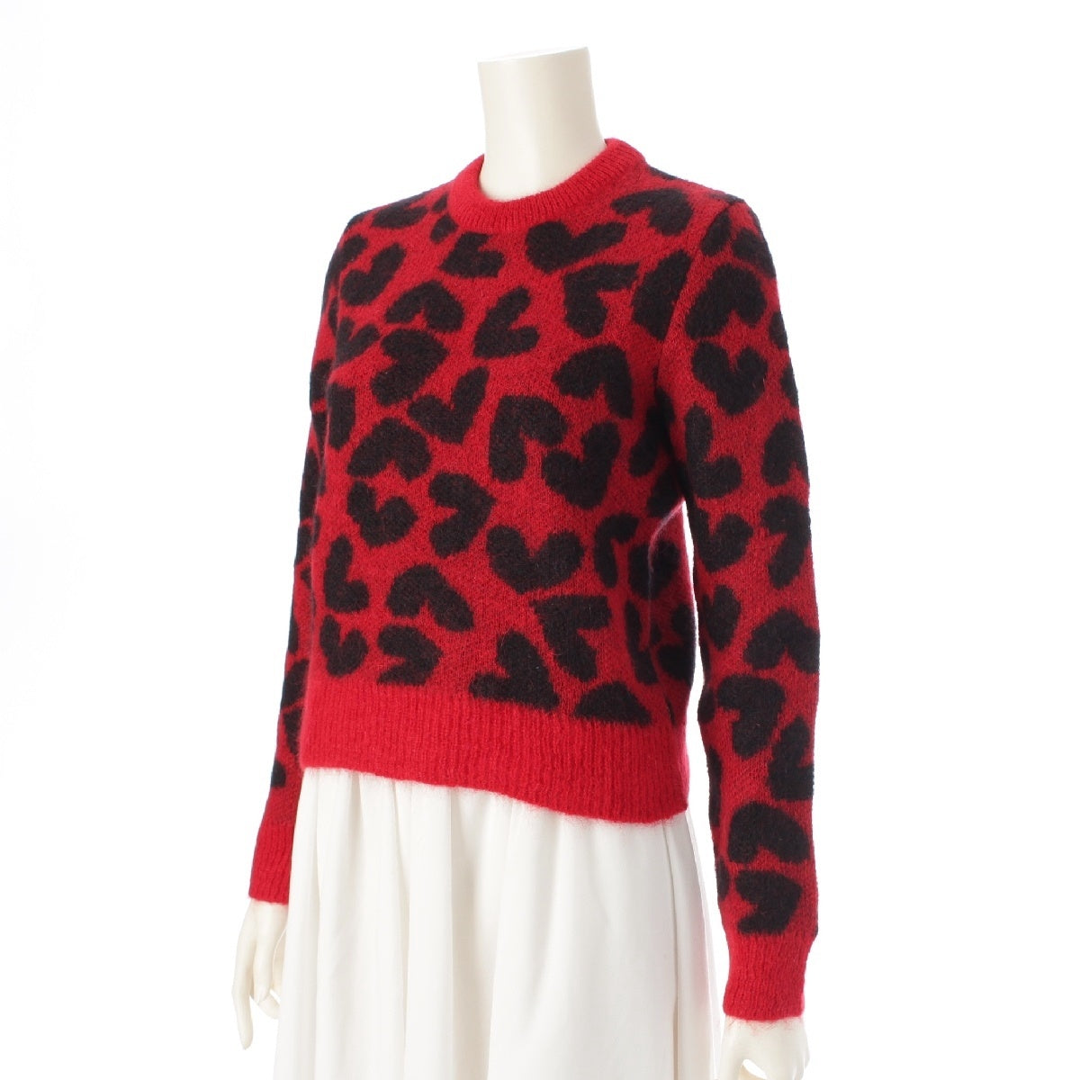 SAINT LAURENT 14 years Mohair Nylon Leopard knit Red M