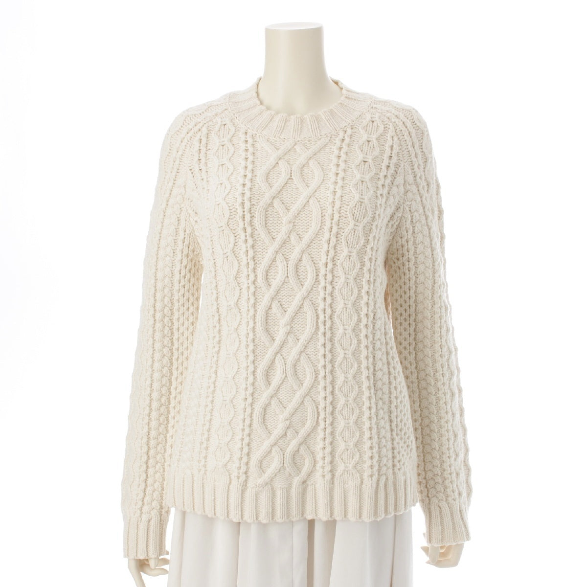 VALENTINO wool Side studs Long sleeves knit Ivory M