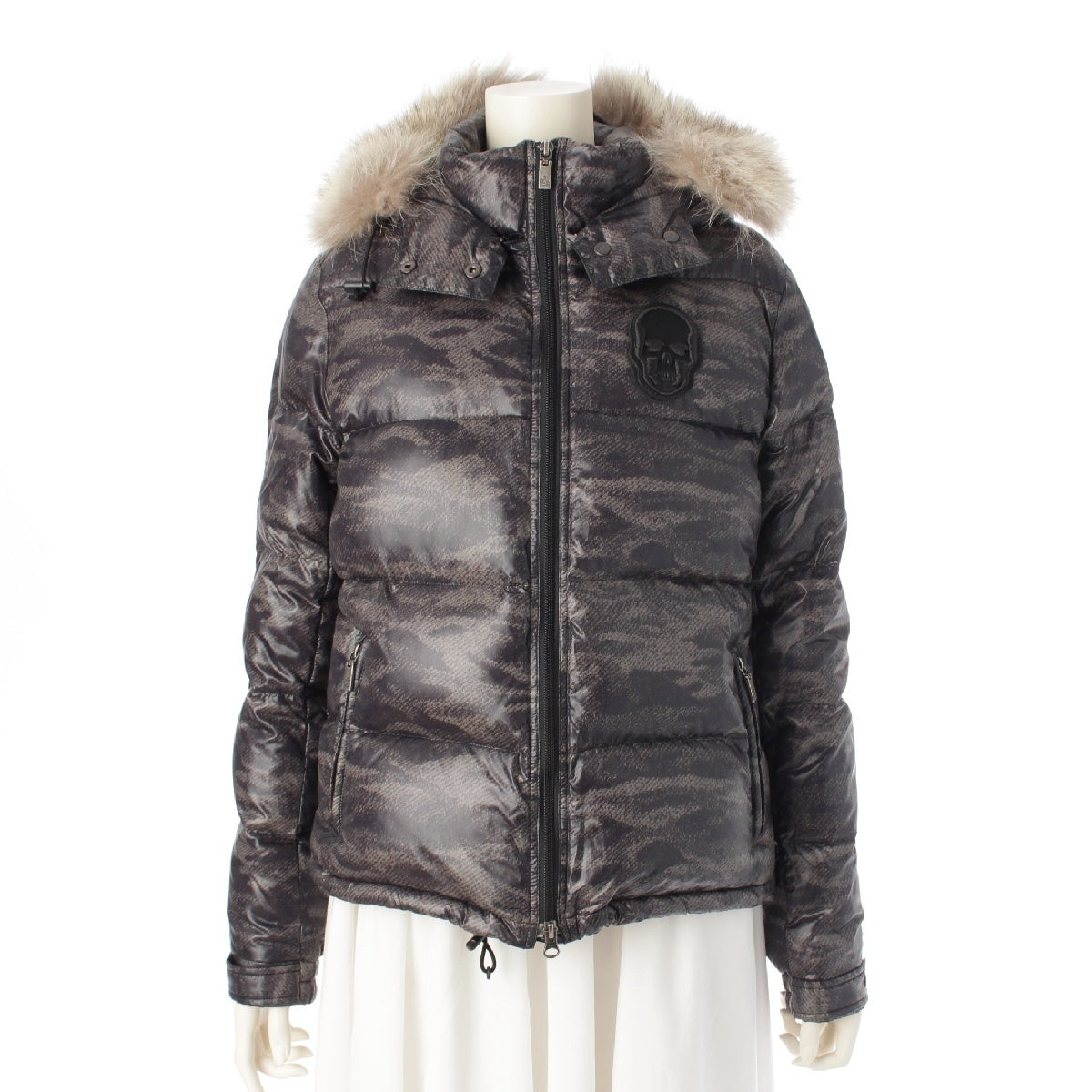 Lucien Pellat-Finet Skull camouflage fur hood Down jacket Khaki Black M