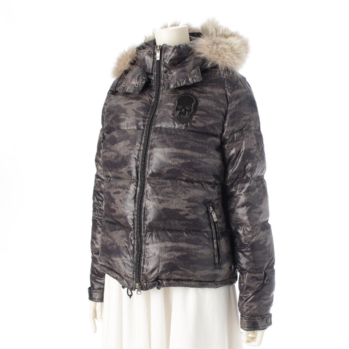 Lucien Pellat-Finet Skull camouflage fur hood Down jacket Khaki Black M