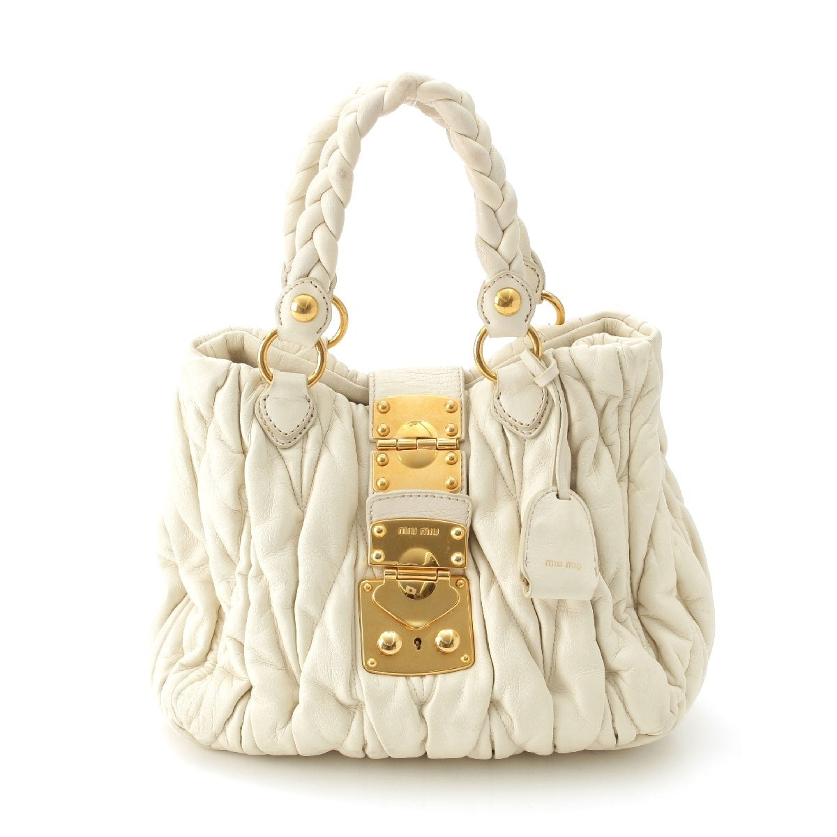 MIUMIU Materasse leather 2WAY Shoulder Handbag white