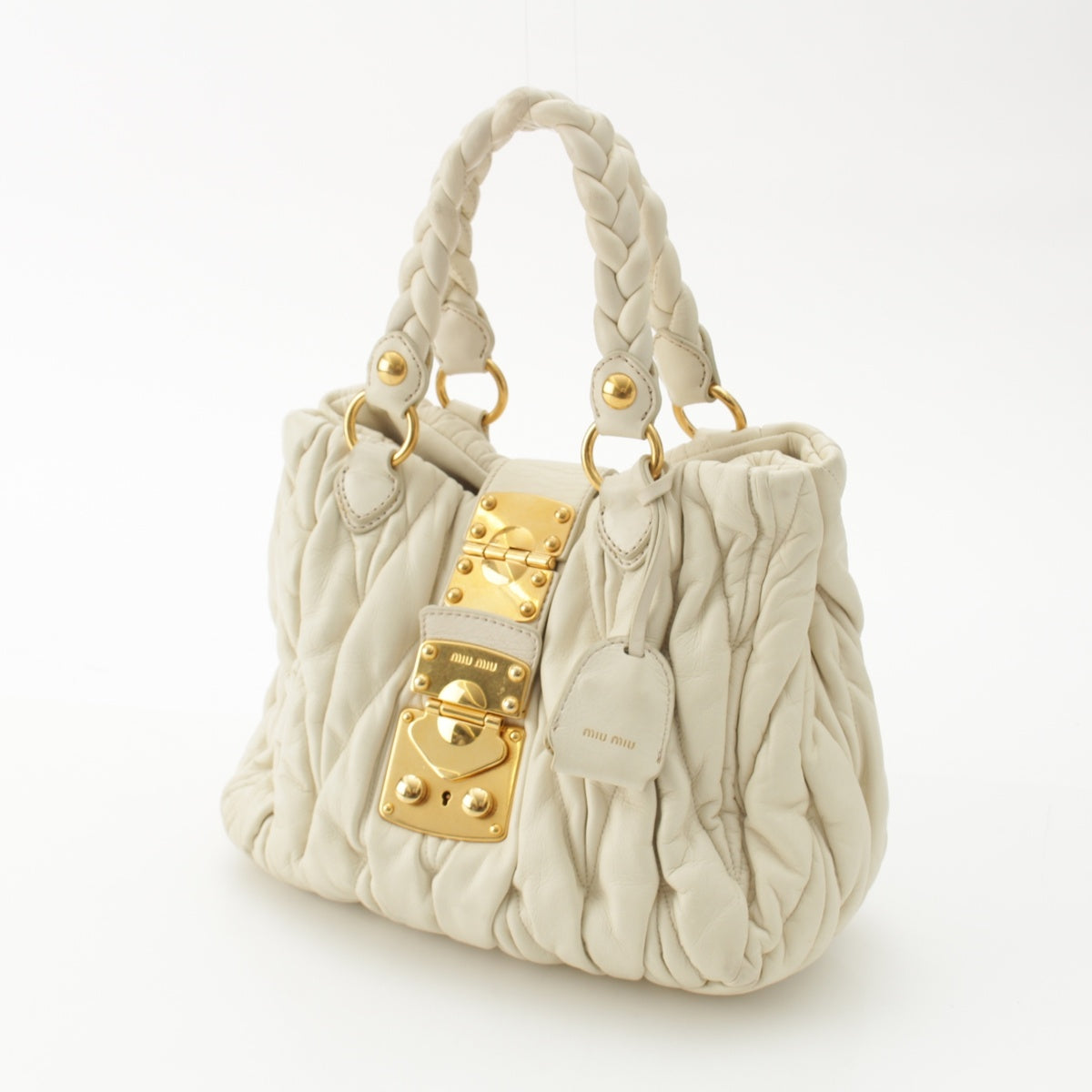 MIUMIU Materasse leather 2WAY Shoulder Handbag white