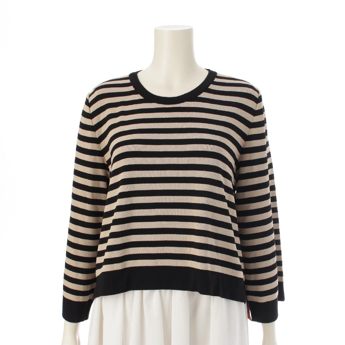 FOXEY Daisy Lin Border slit hem top knit 6707 Beige black 42