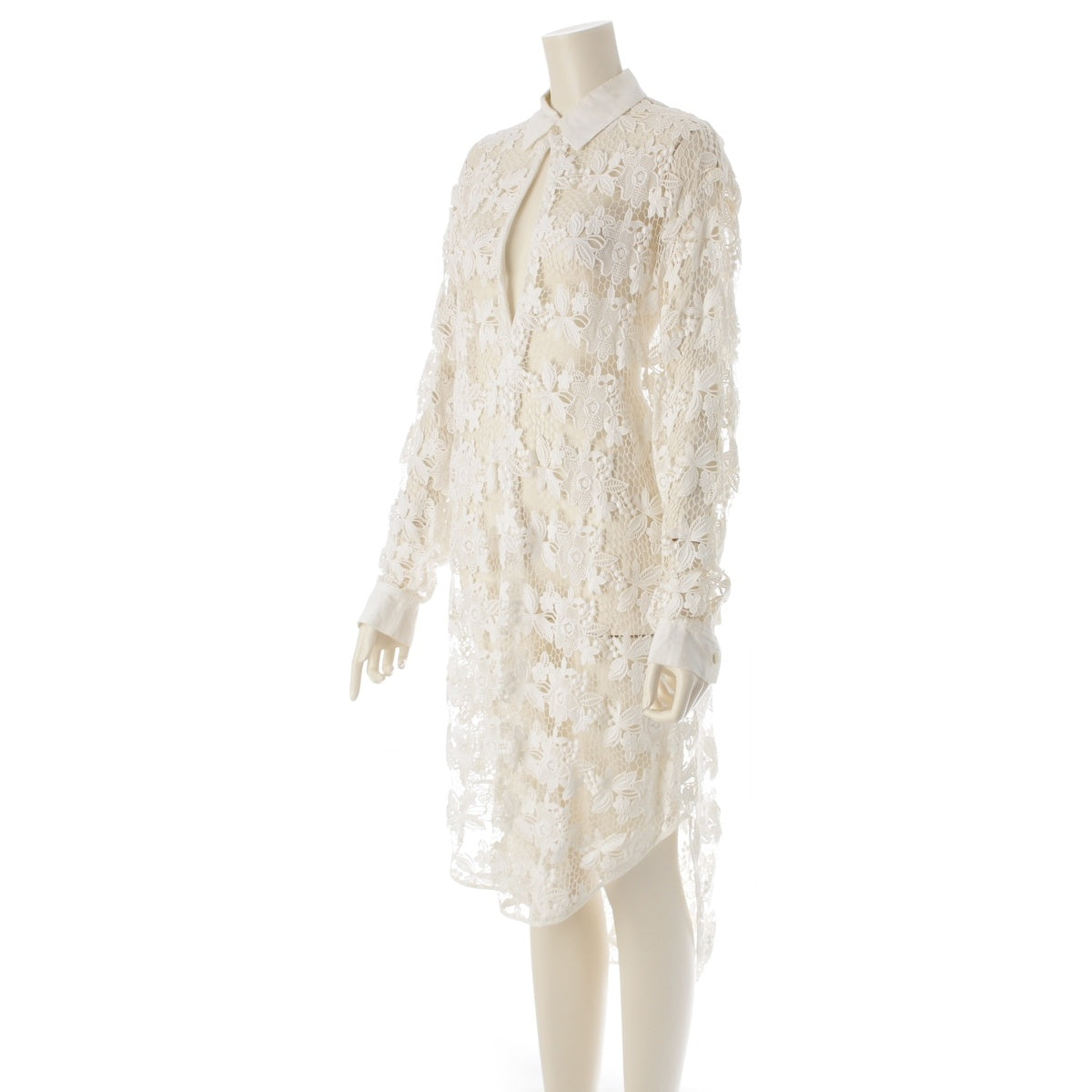 Yohji Yamamoto Lace Cotton Rayon Pullover Long Switching Long sleeve shirt tops FZ-B04-809 white S