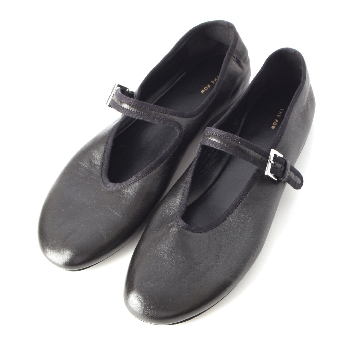 THE ROW leather BOHEME MJ Ballerina Mary Jane shoes black 39