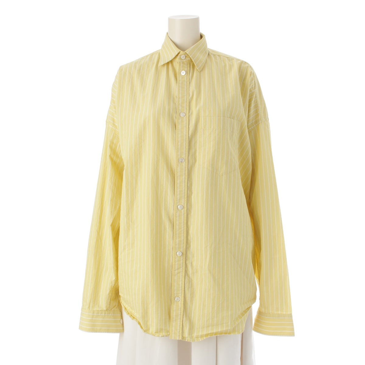 BALENCIAGA 23 years cotton Striped back logo shirt blouse tops 725395 yellow 36